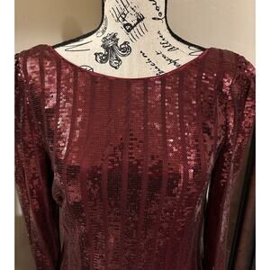 Nanette Lepore Sequin Dress Size 8 Red Fully Lined V back Dress RETAIL $188